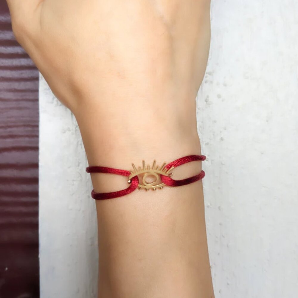 18K Yellow Gold Evil Eye Bracelet